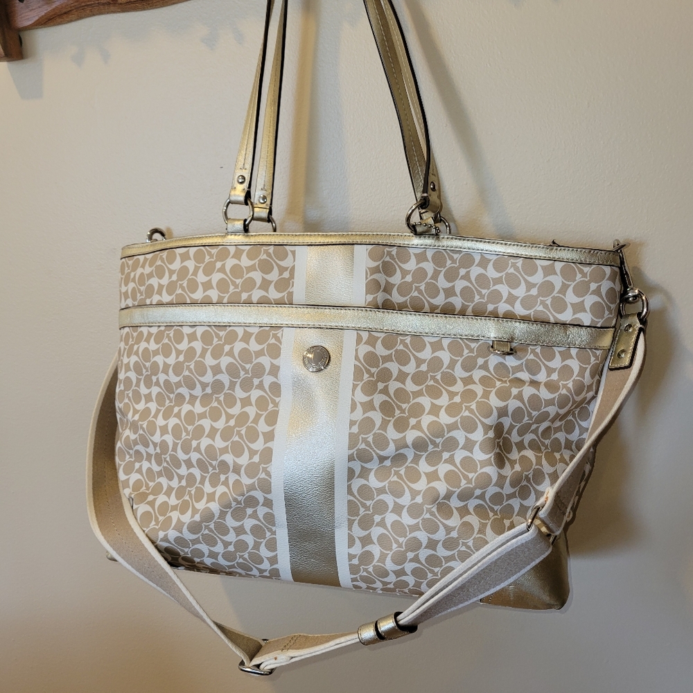 SOLD - Coach 2010 Signature Stripe Large Tote